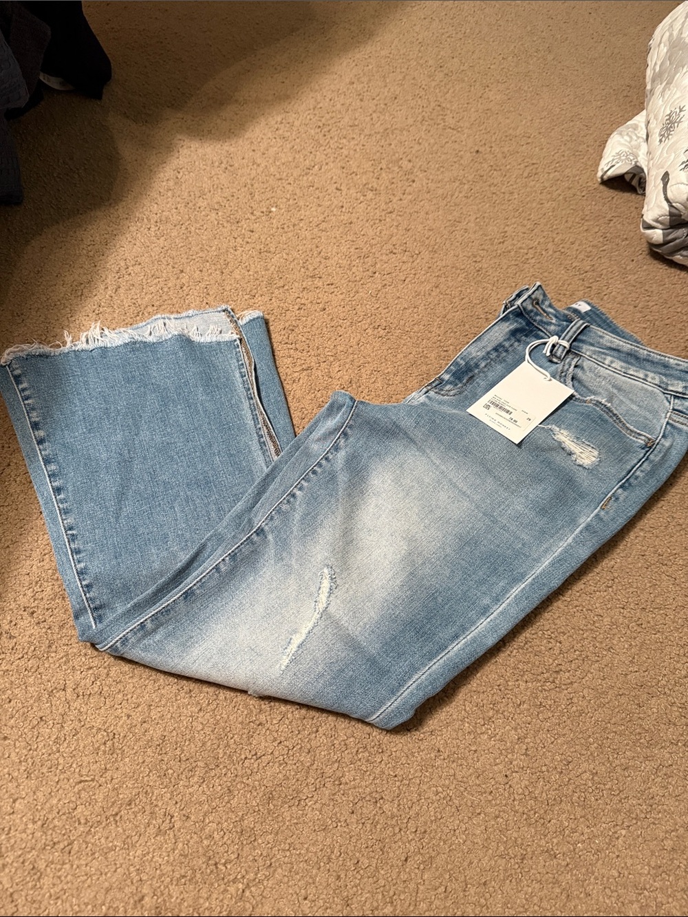 Flying Monkey Light Blue Flare Jeans with Raw Hem with lots of stretch - Picture 4 of 4